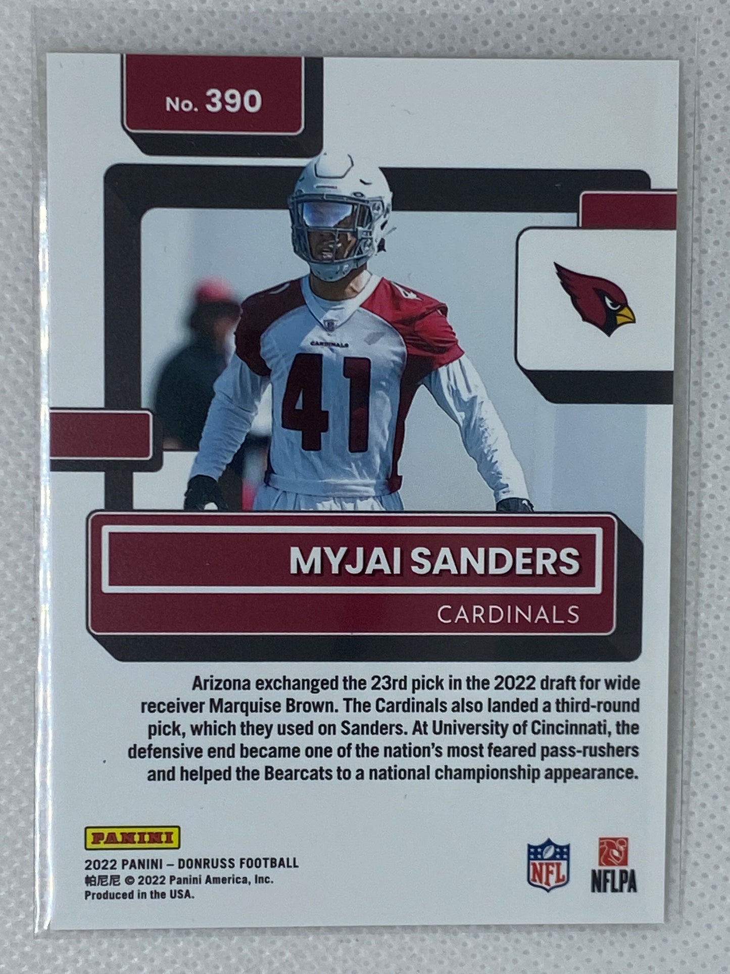 2022 Panini Donruss Gold Holo Press Proof Rated Rookie #390 Myjai Sanders Arizona Cardinals