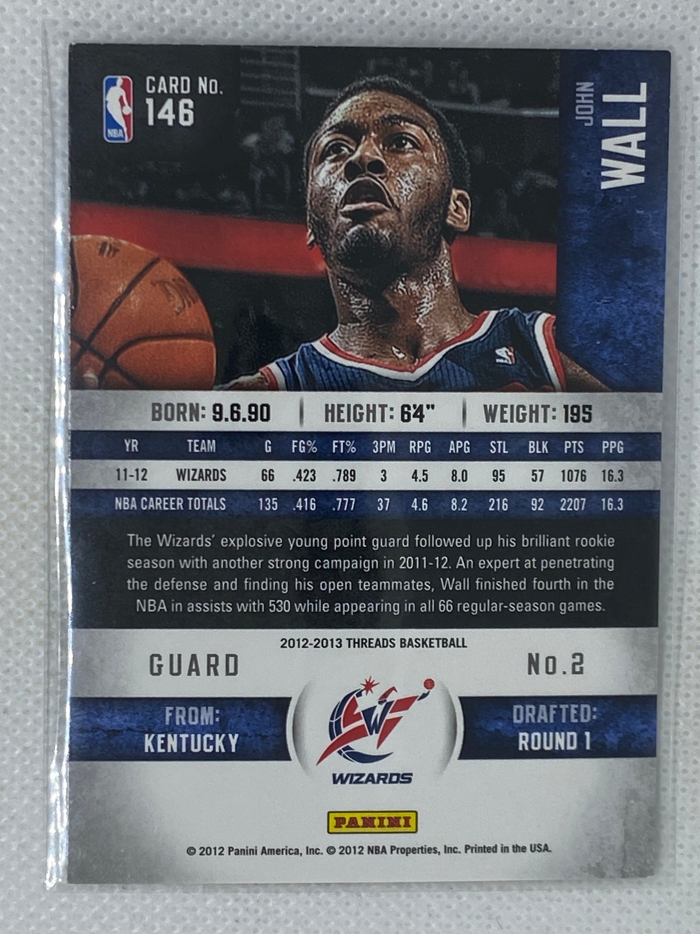 2012-13 Panini Threads Washington Wizards Basketball Card #146 John Wall