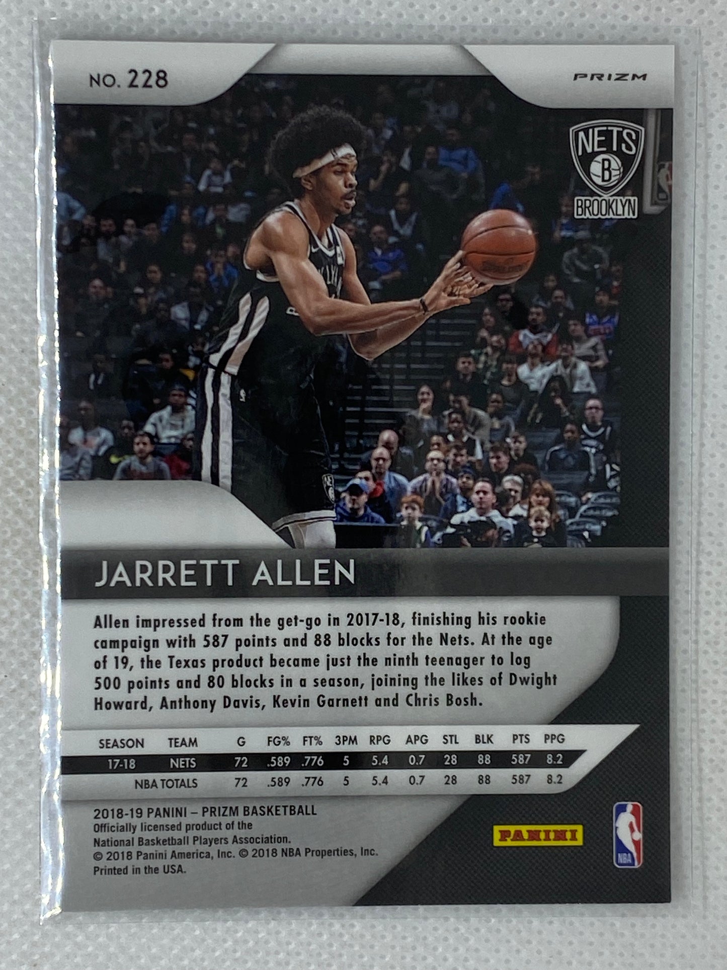 2018-19 Panini Prizm Silver Prizm Jarrett Allen #228 Brooklyn Nets