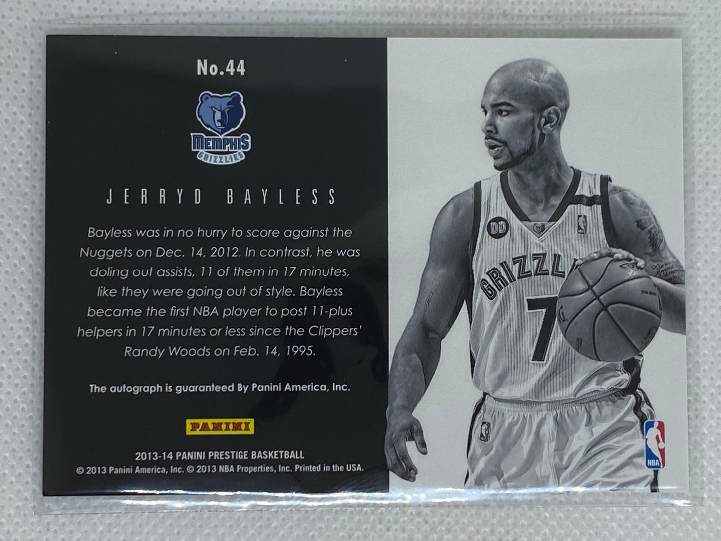 2013-14 Panini Prestige Bonus Shots Jerryd Bayless #44 Auto