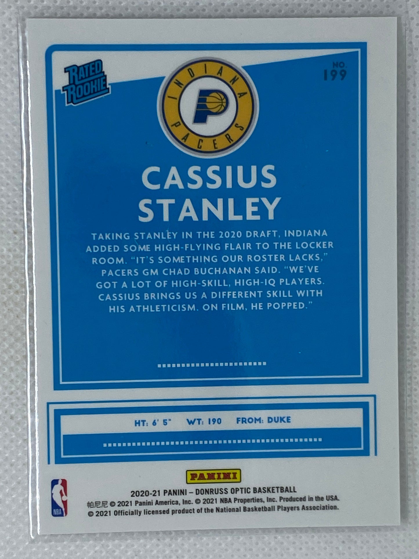 2020-21 Panini Donruss Optic - Rated Rookie #199 Cassius Stanley