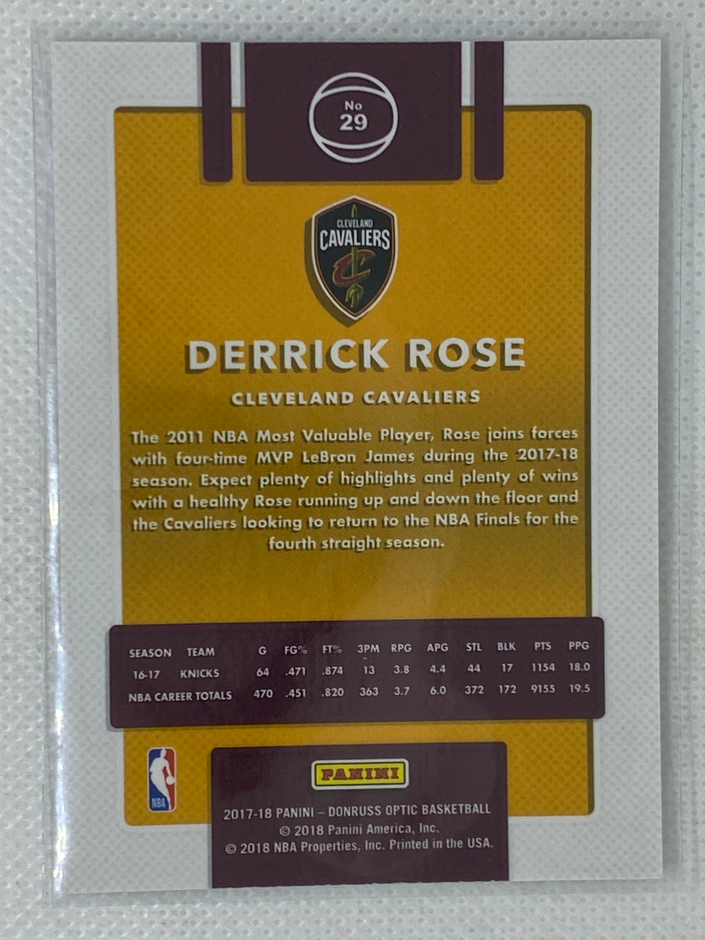 2017-18 Donruss Optic #29 Derrick Rose