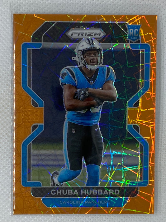 2021 Panini Prizm Chuba Hubbard Orange Lazer Rookie RC #355 Carolina Panthers