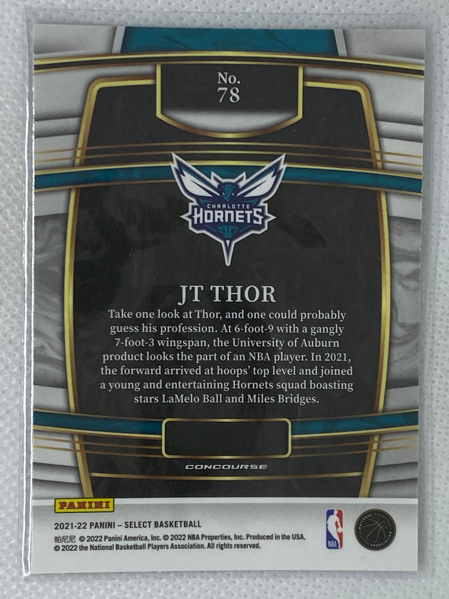 2021-22 Panini Select #78 JT Thor Rookie Charlotte Hornets