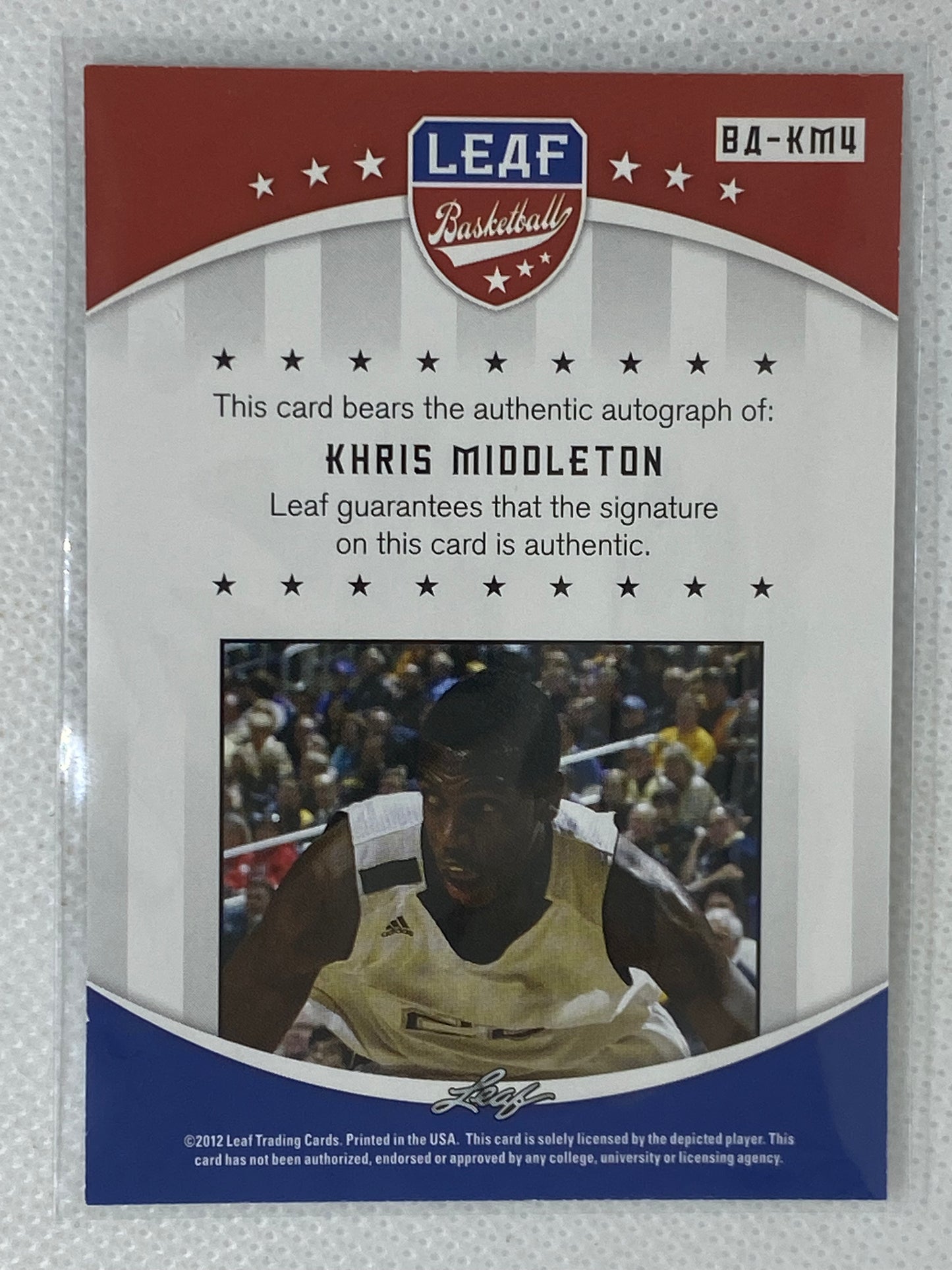 2012-13 Leaf Khris Middleton Auto Rookie BA-KM4