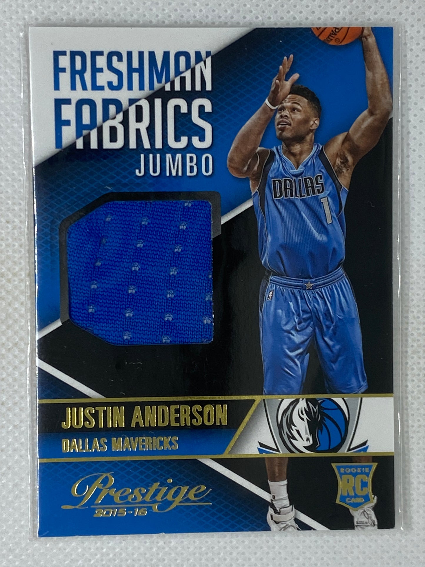 2015-16 Panini Prestige Freshman Fabrics Jumbo Justin Anderson #FFJ-JA Rookie RC