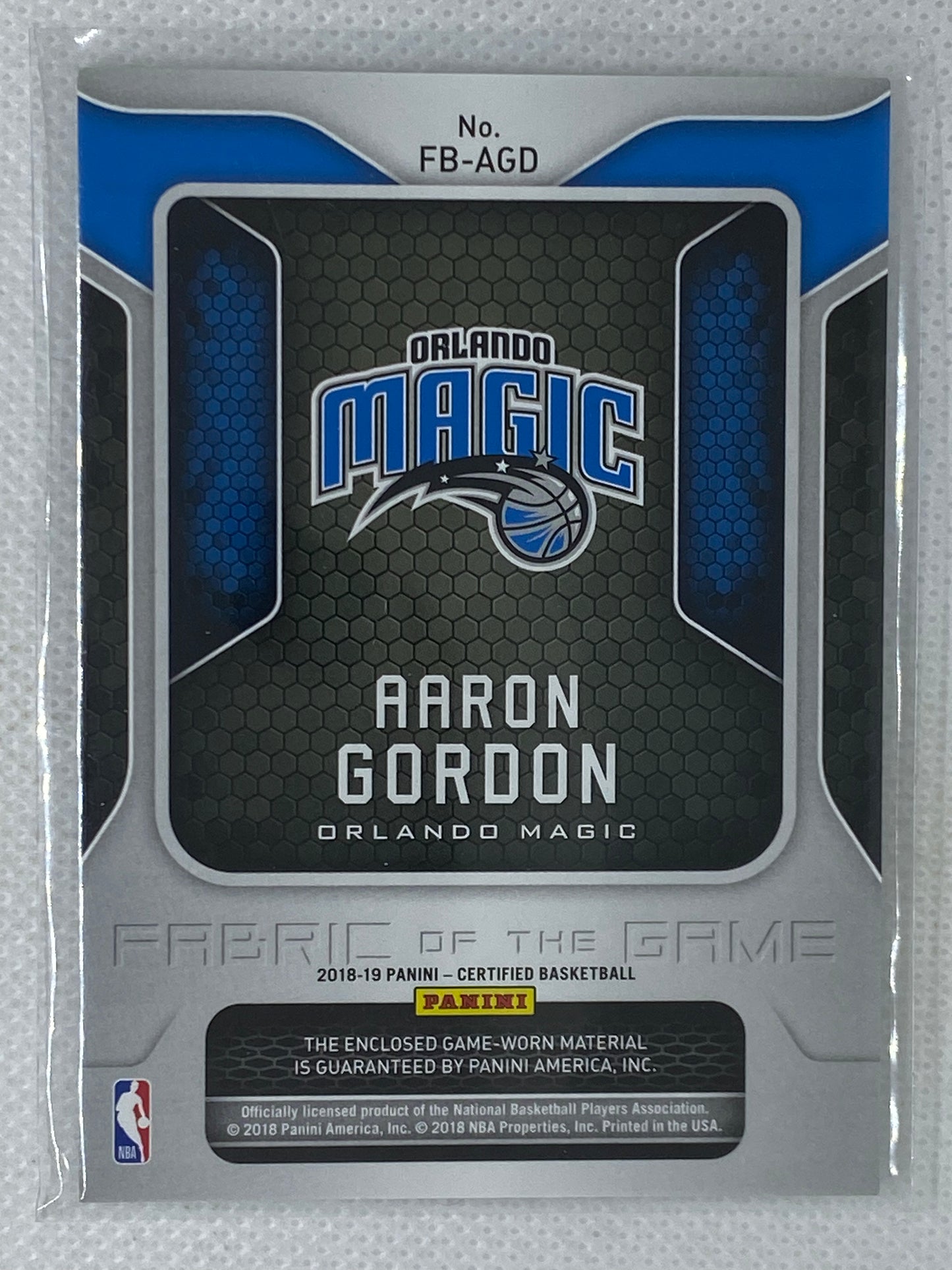 2018-19 Panini Certified Fabric of The Game Aaron Gordon  #FB-AGD /149