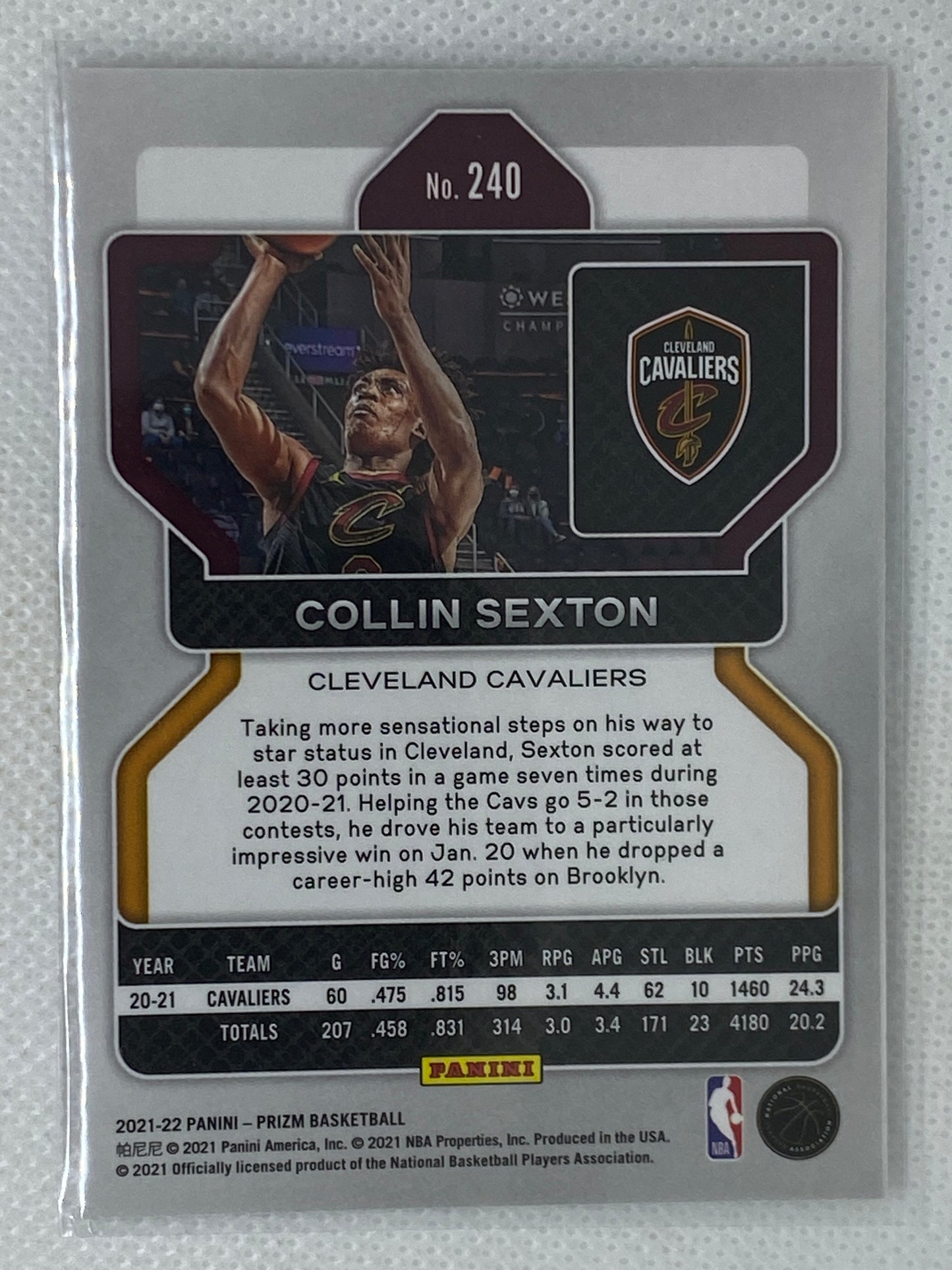 2021-22 Panini Prizm #240 Collin Sexton Cleveland Cavaliers