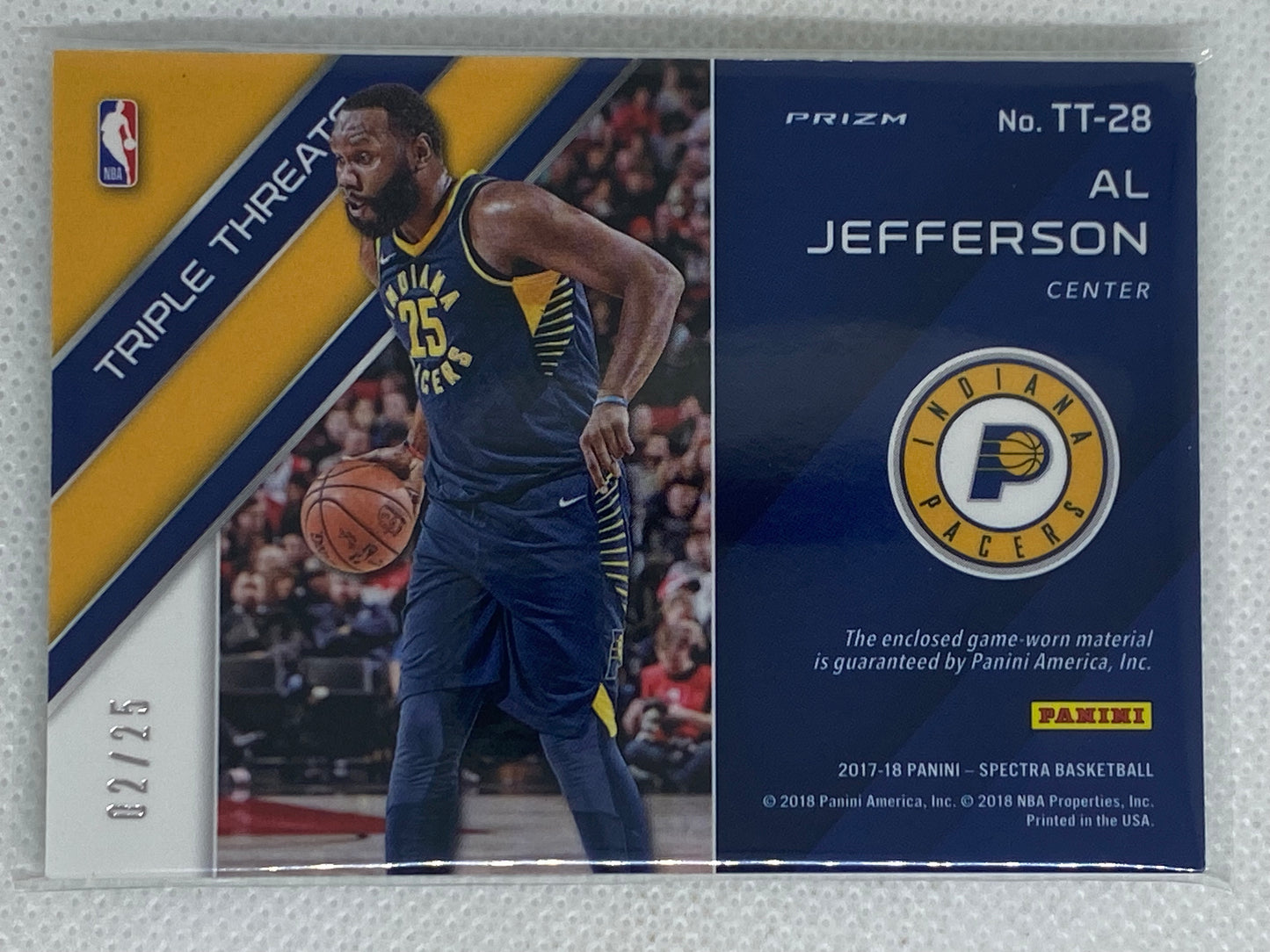 2017-18 Panini Spectra Triple Threats Emerald Prizm /25 Al Jefferson #TT-28