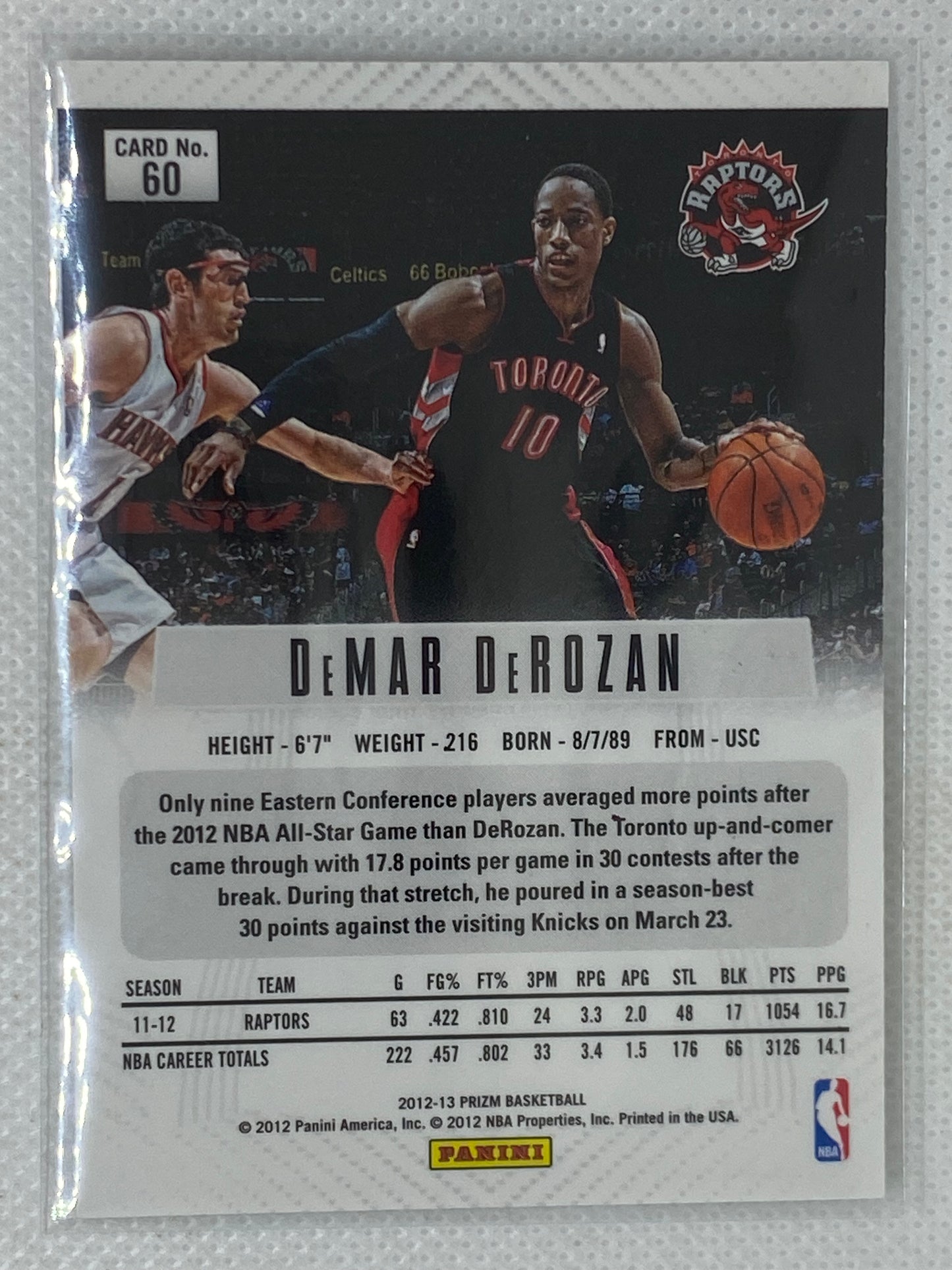 2012-13 Panini Prizm #60 DeMar DeRozan Toronto Raptors