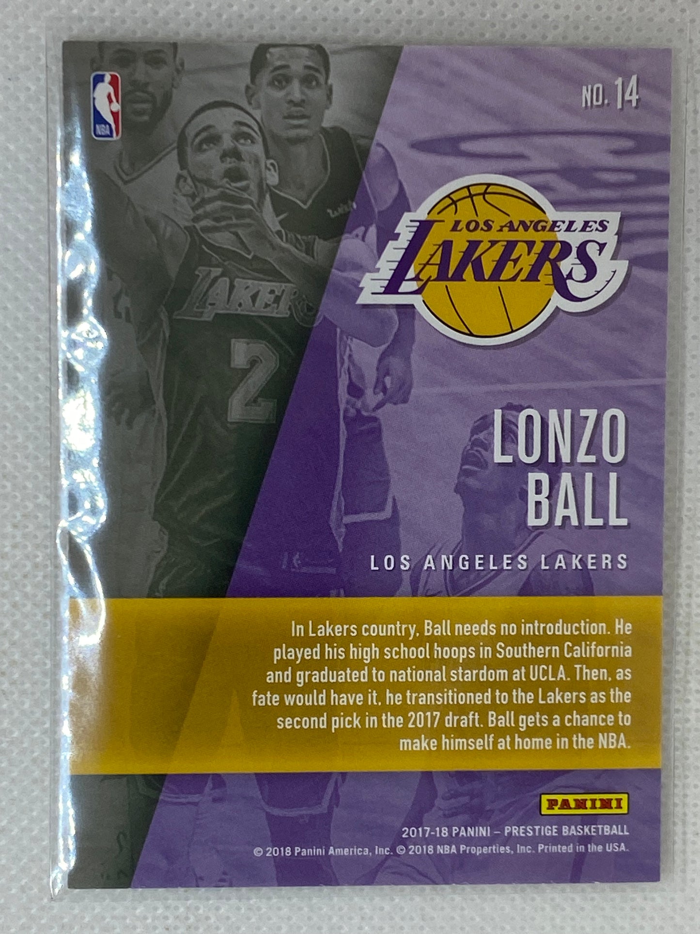 2017-18 Panini Prestige Hardcourt Heroes Lonzo Ball Rookie #14