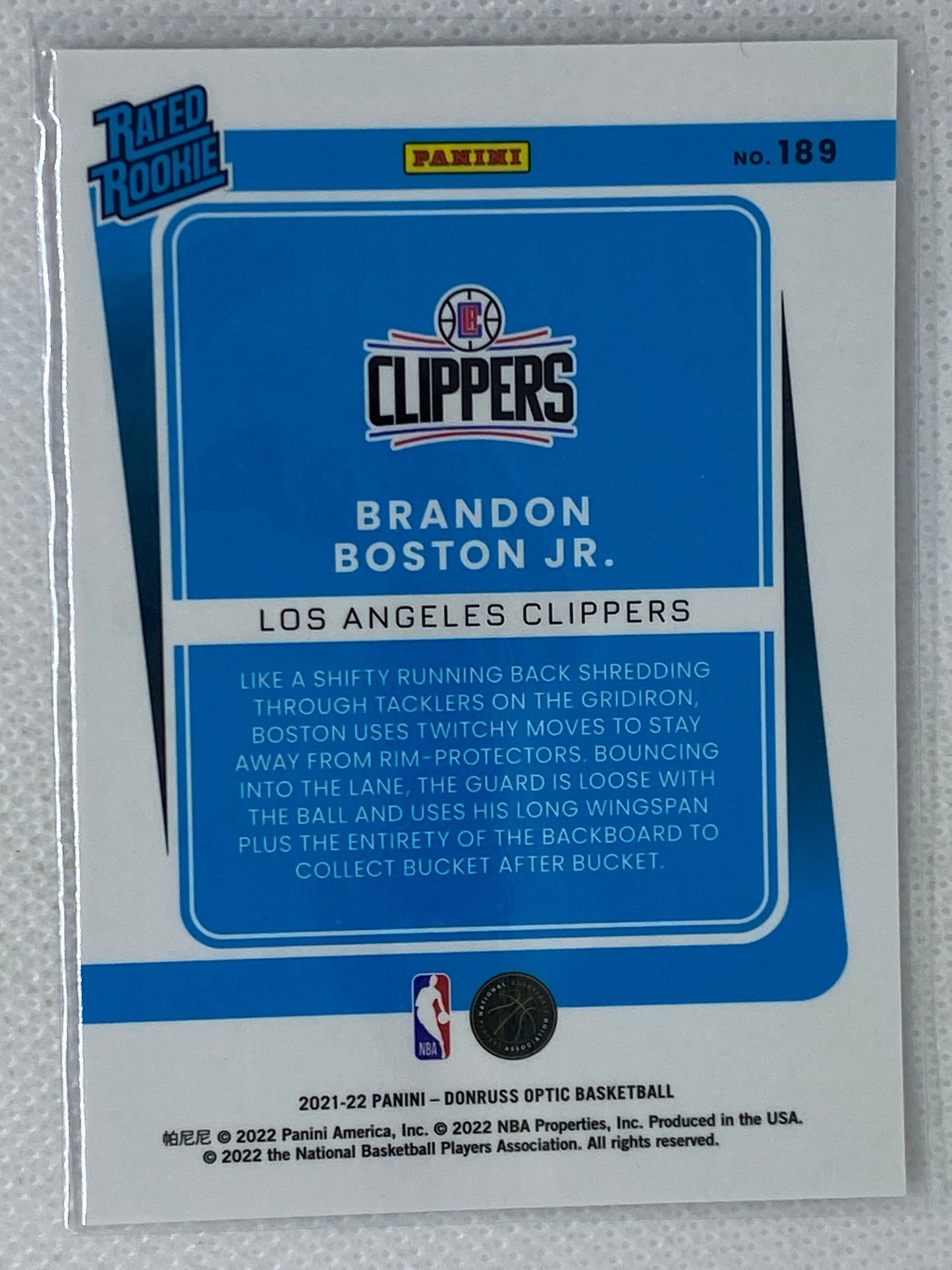 2021-22 Donruss Optic #189 Brandon Boston Jr. RC Rated Rookie Clippers