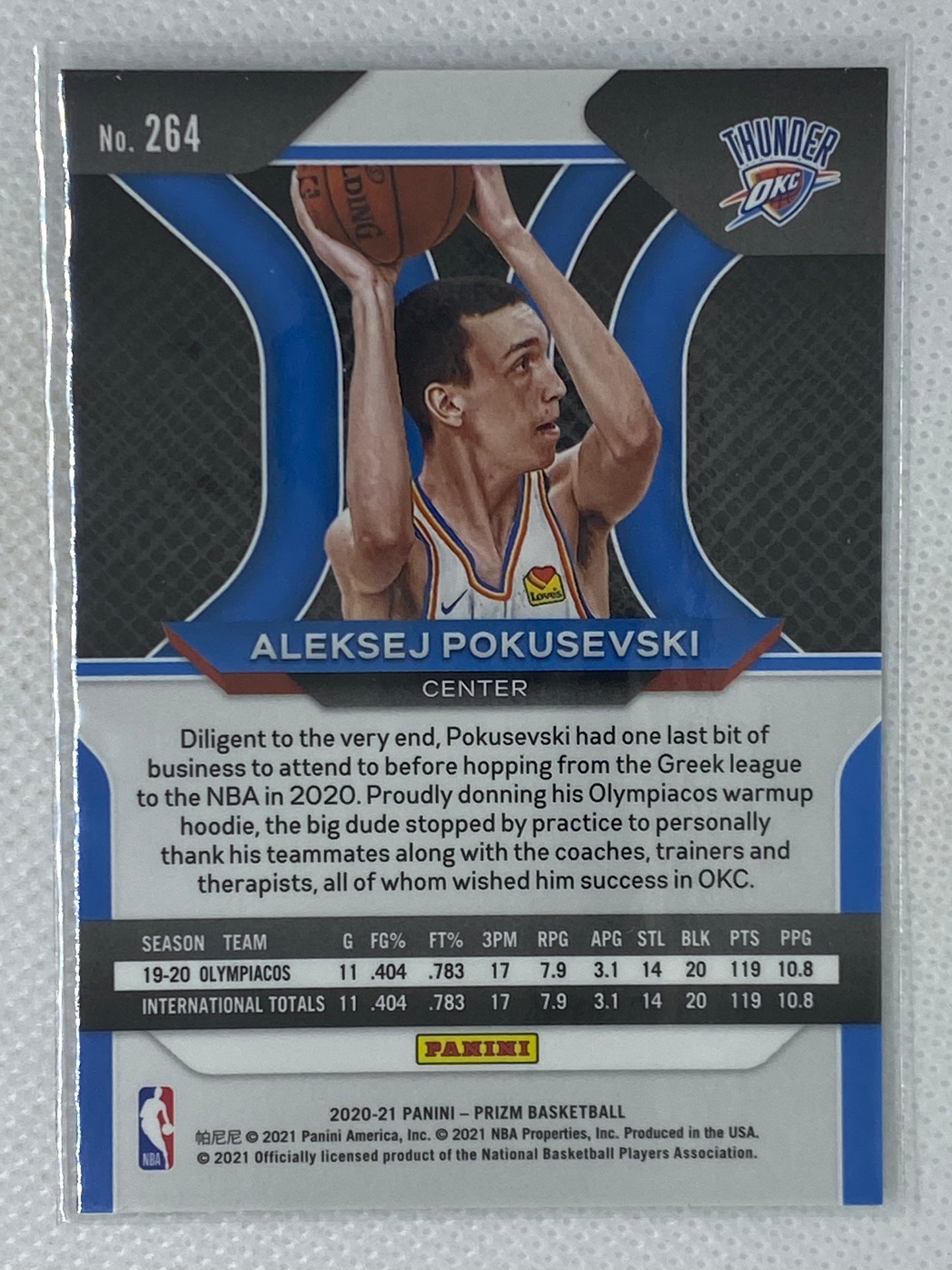 2020-21 Panini Prizm Rookie Card Aleksej Pokusevski #264 RC