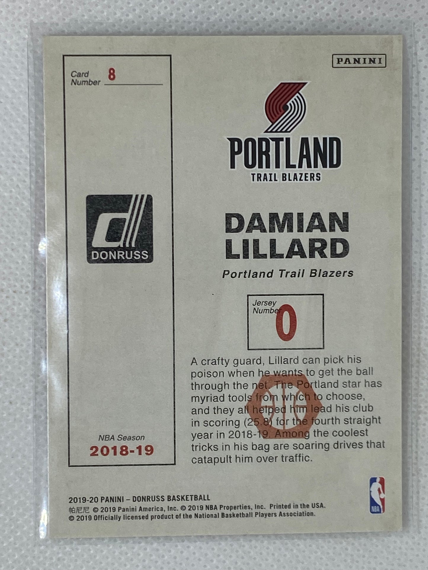 2019-20 Panini Donruss Craftsmen #8 Damian Lillard Portland Trailblazers