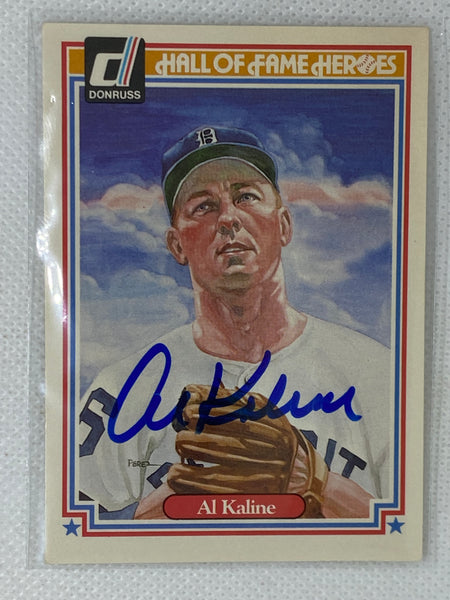 1983 Donruss HOF Baseball Card #18 Al Kaline Autographed in Blue Sharpie