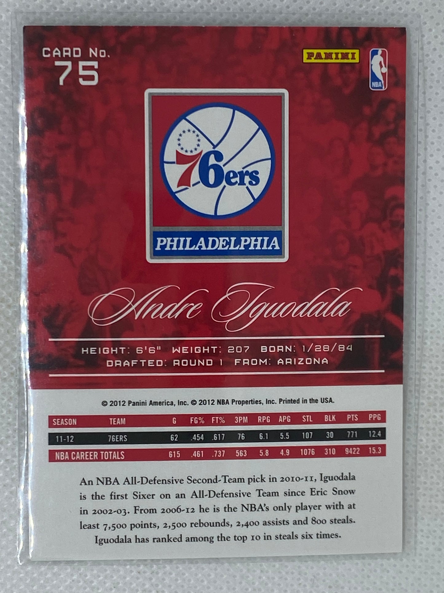 2012-13 Panini Prestige #75 Andre Iguodala - Philadelphia 76ers