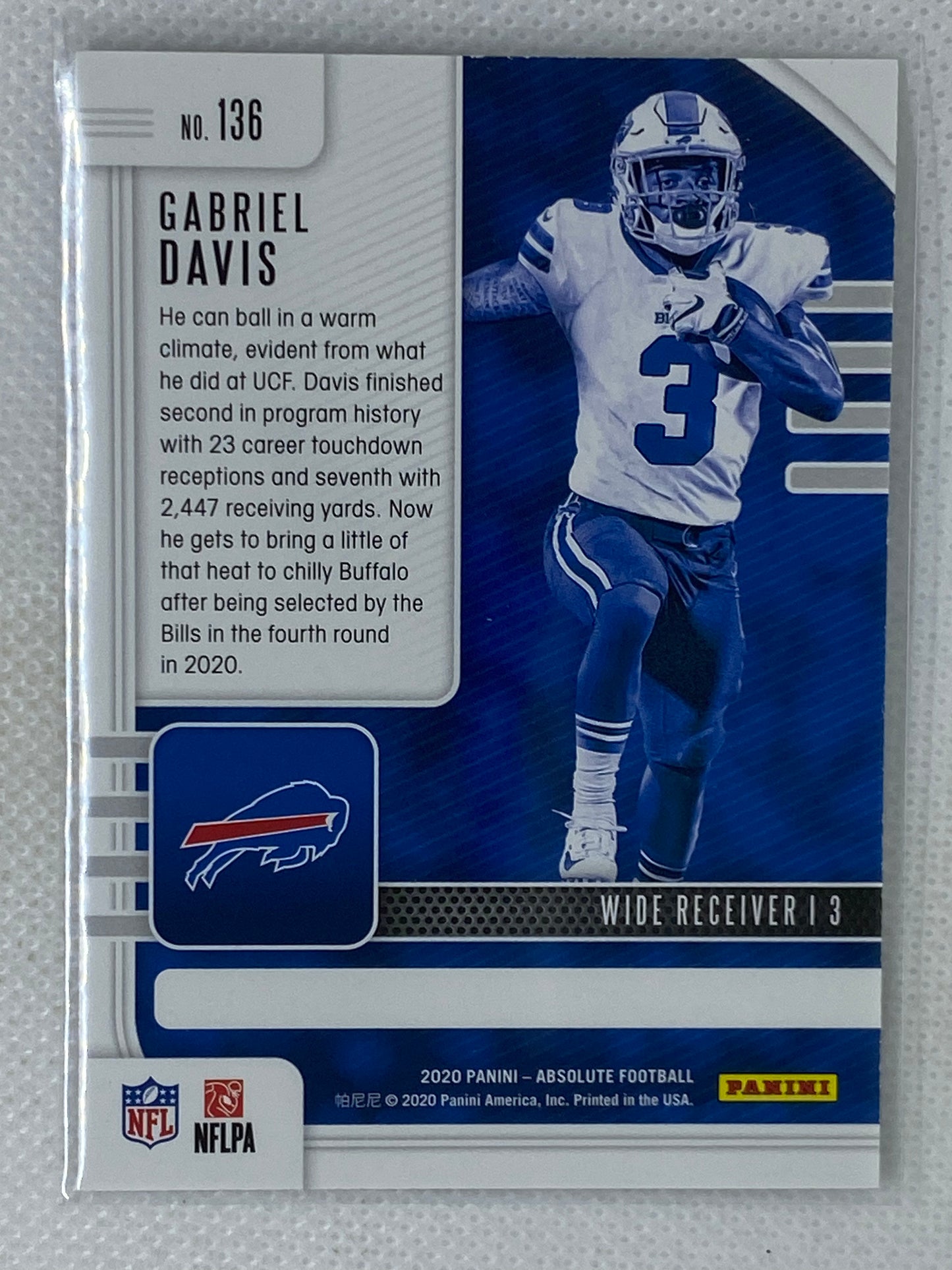 2020 Panini Absolute Green Foil Gabriel Davis Rookie Card #136 Buffalo Bills