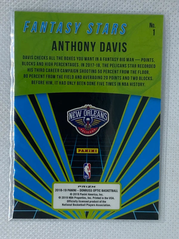 2018-19 Donruss Optic Fantasy Stars Holo Anthony Davis #1 New Orleans Pelicans