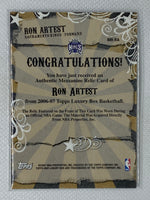 2006-07 Topps Luxury Box Mezzanine Relics #RA Ron Artest Jersey /349