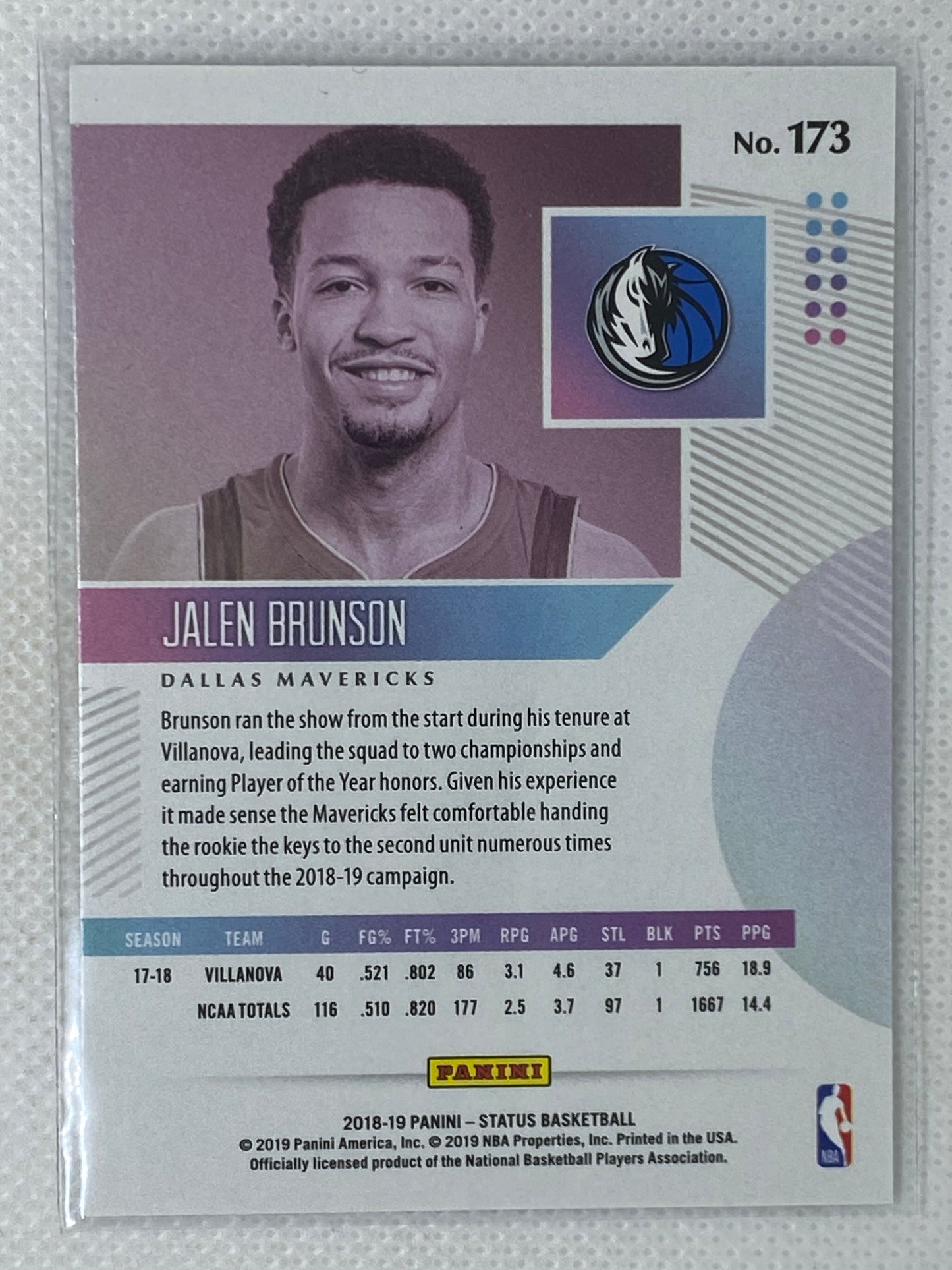 2018-19 Status Basketball Jalen Brunson RC #173 Dallas Mavericks