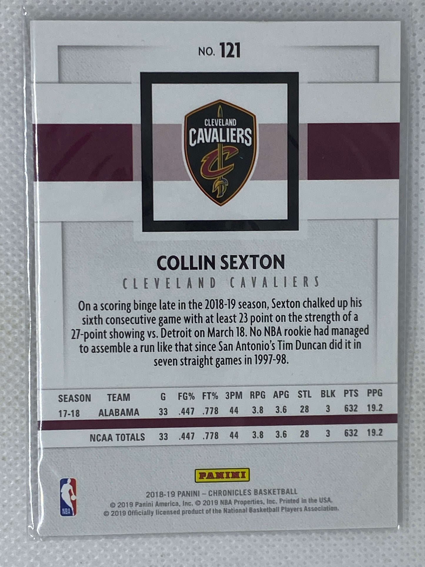 2018-19 Panini Chronicles Collin Sexton #121