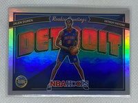 2022-23 Panini NBA Hoops Holo Foil  Rookie Greetings Jalen Duren #13 Pistons RC