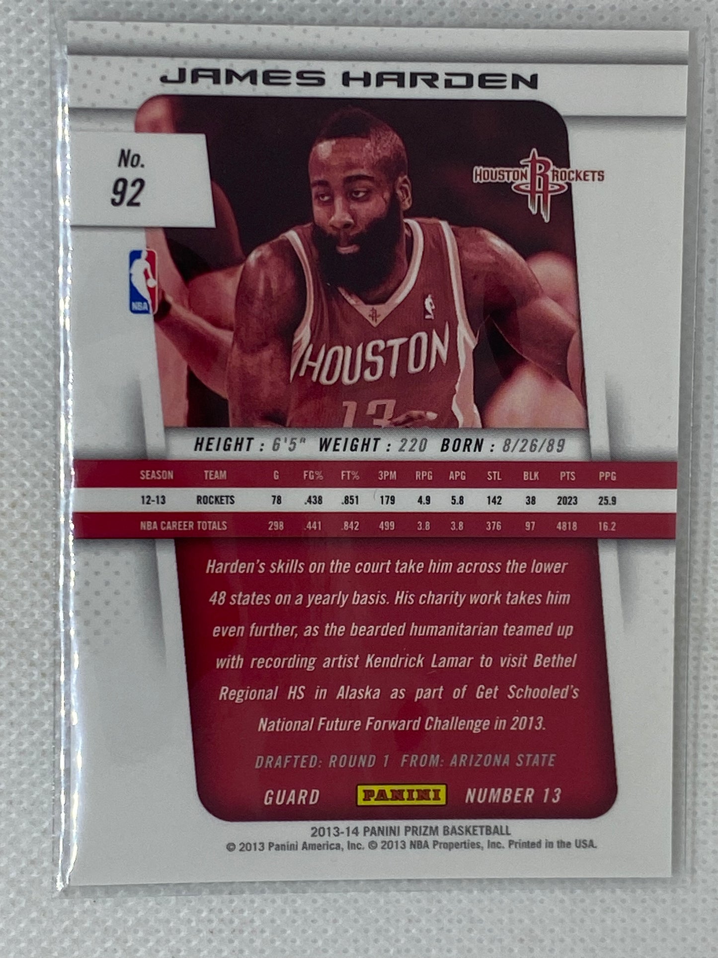 2013-14 Panini Prizm James Harden Houston Rockets #92