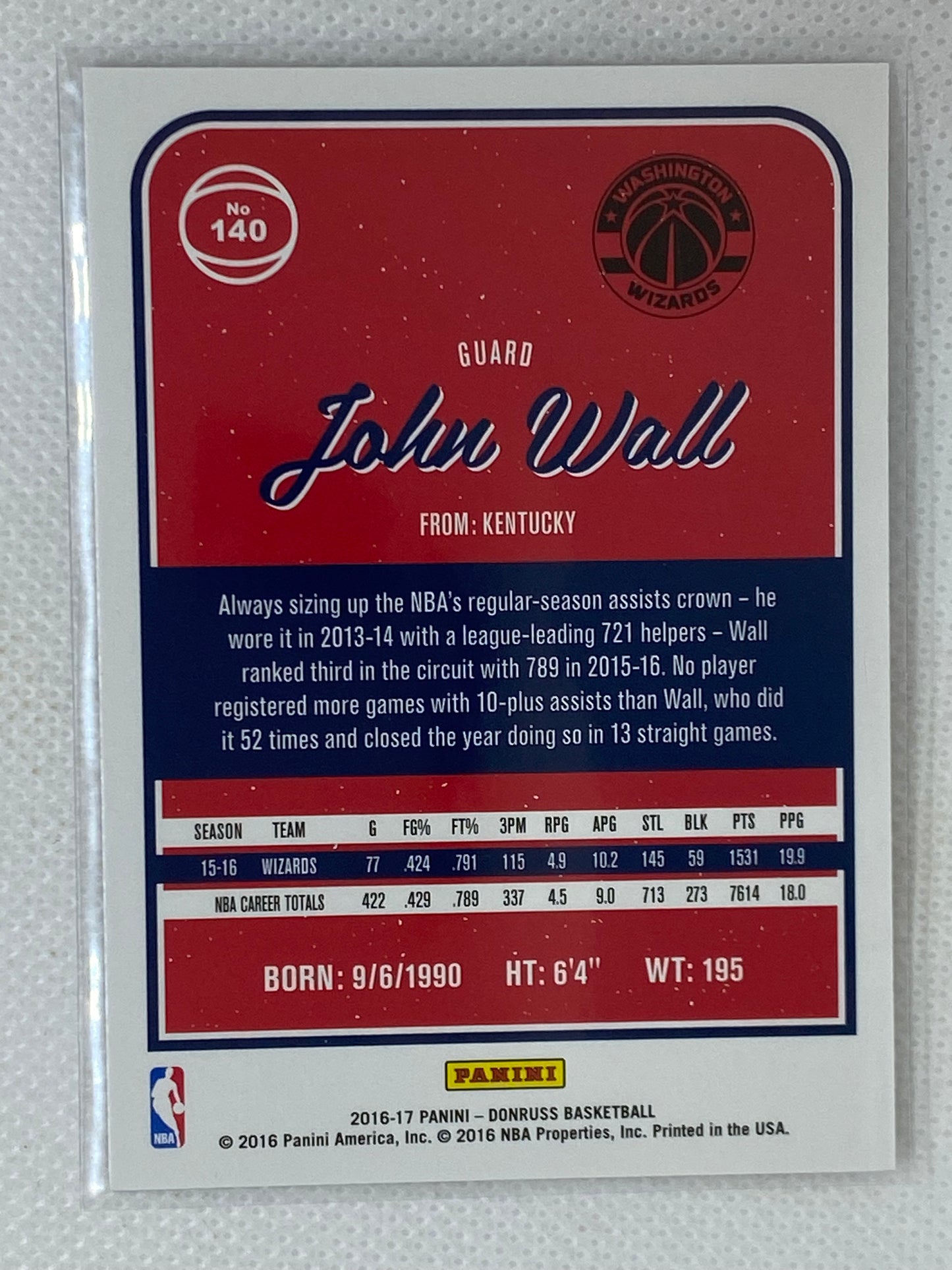 2016-17 Panini Donruss John Wall #140