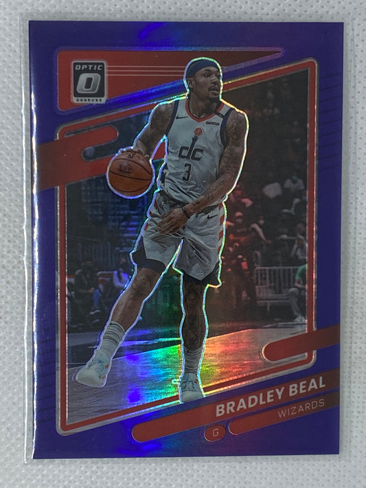 2021-22 Panini Donruss Optic Basketball Bradley Beal Purple Prizm Card #74