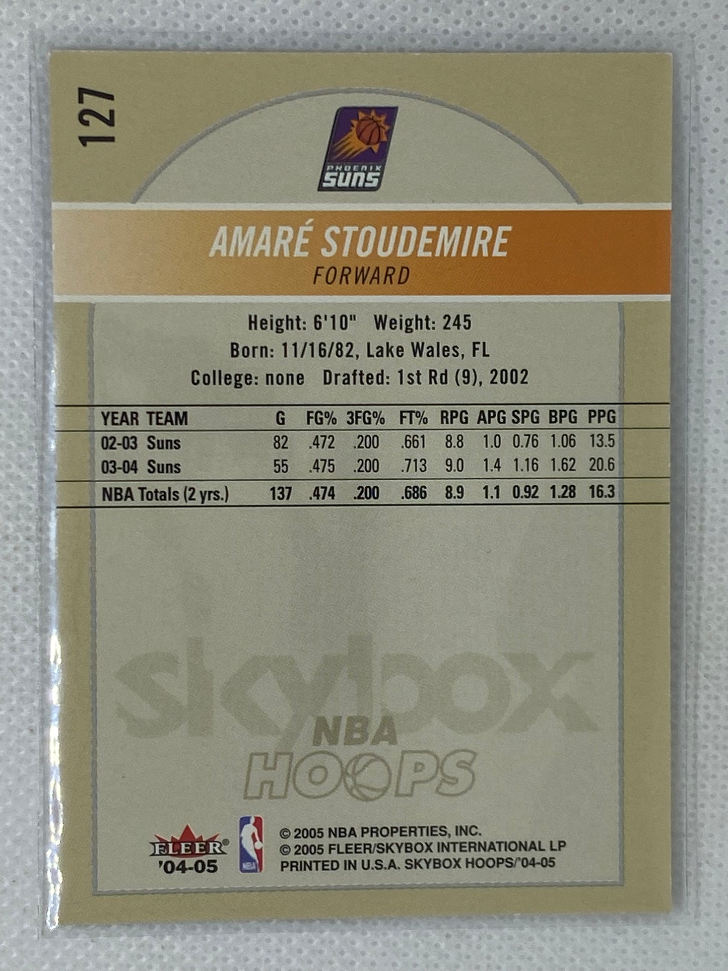 2004-05 NBA Hoops Amare Stoudemire Amar'e Stoudemire #127 Phoenix Suns