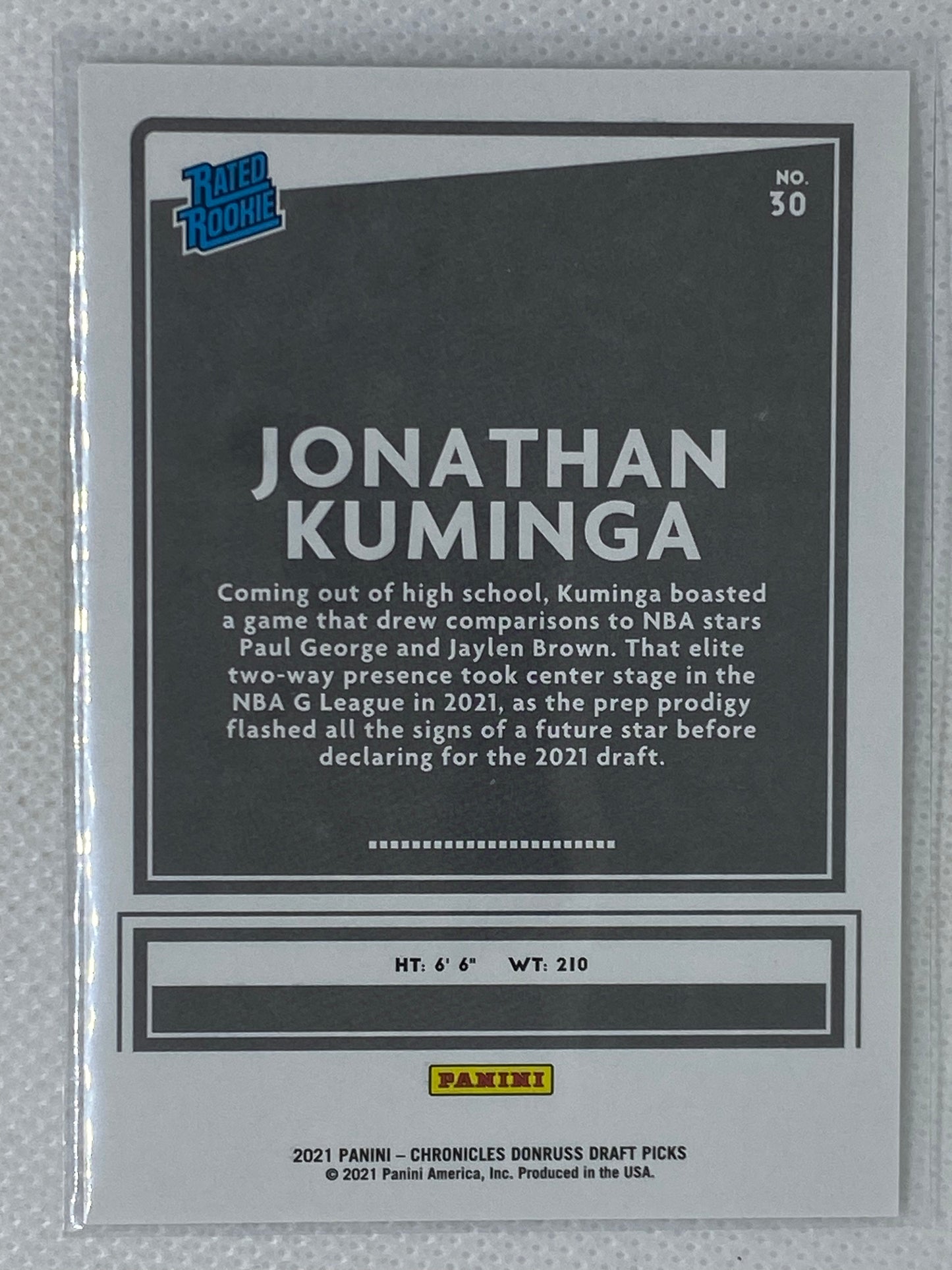 2021 Chronicles Donruss Draft Picks #30 Jonathan Kuminga Donruss Rated Rookie