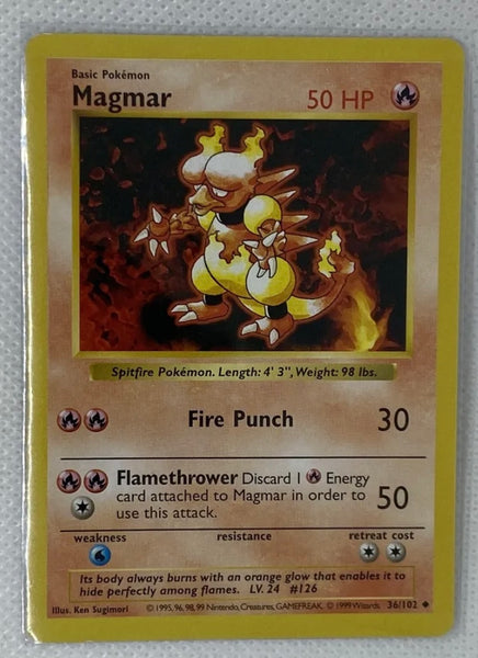 Magmar 36/102 Base Set WoTC Vintage Pokémon Card LP