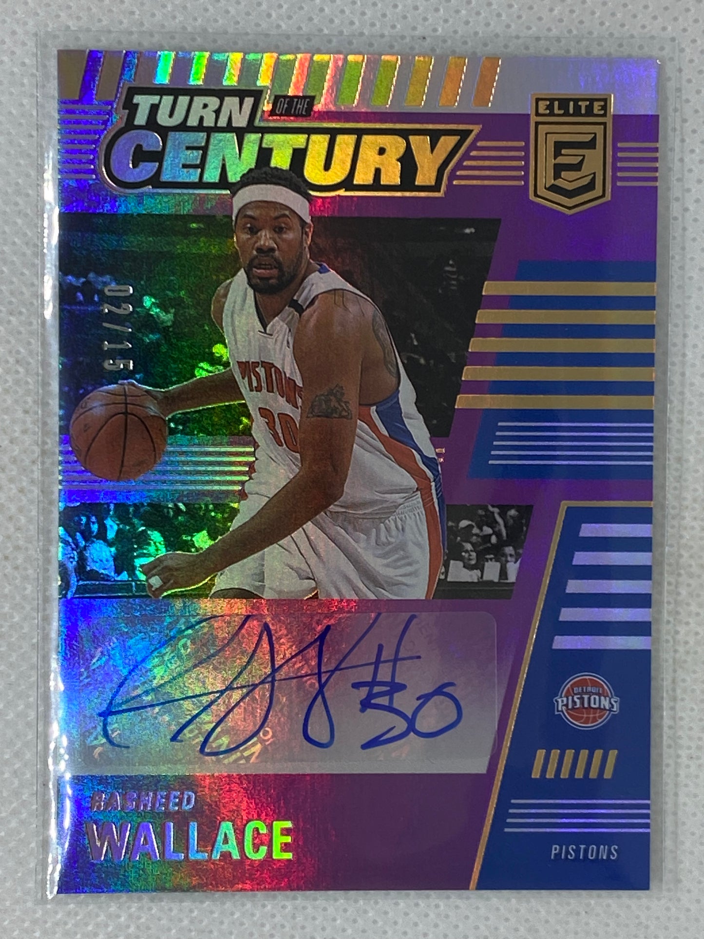 2020-21 Panini Elite Rasheed Wallace Turn of the Century Auto SP 2/15 Detroit Pistons