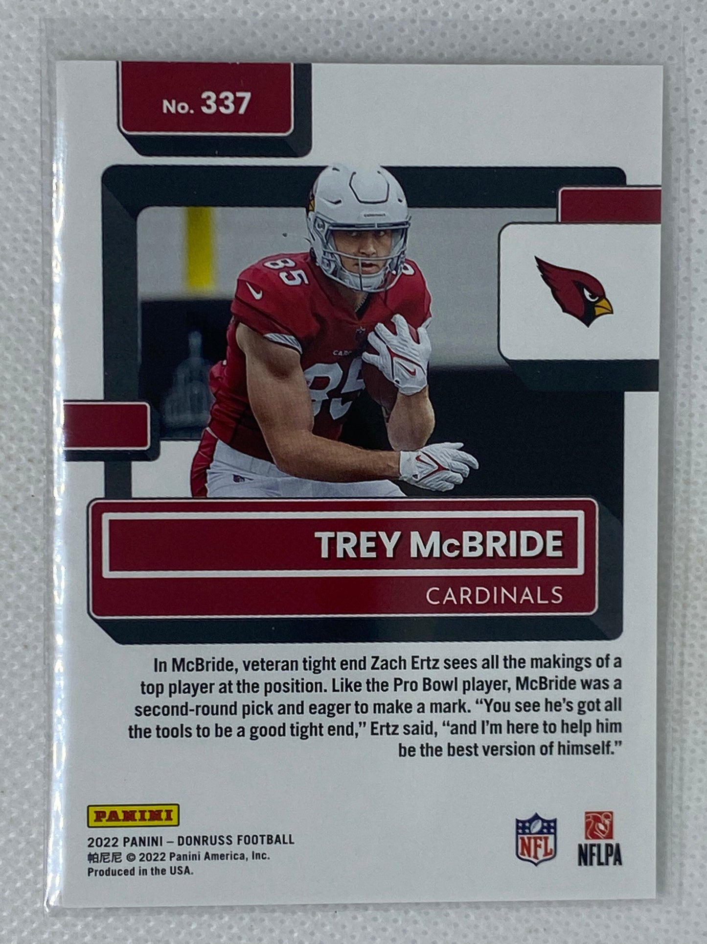 2022 Panini Donruss Rated Rookie #337 Trey McBride Arizona Cardinals