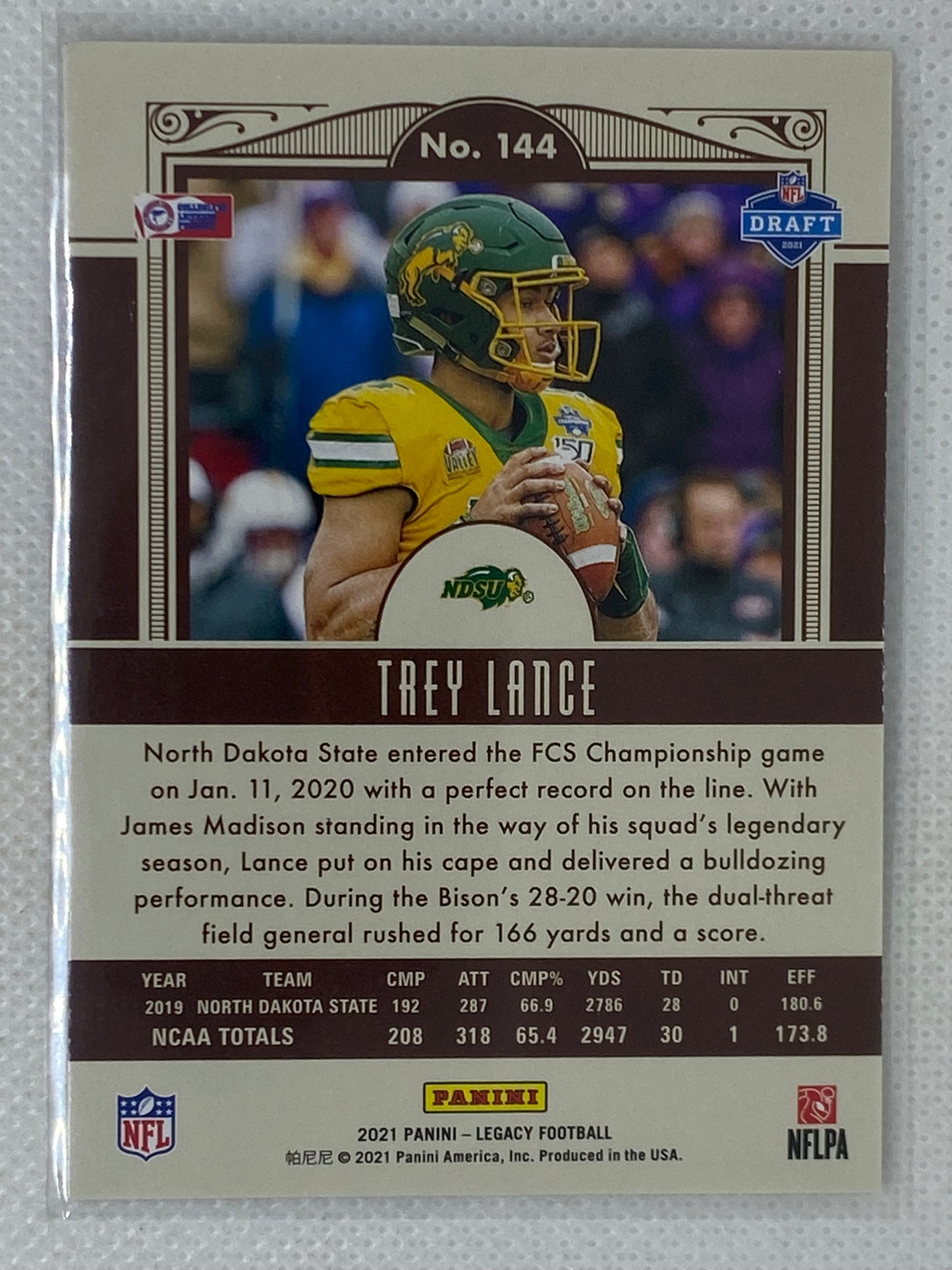 2021 Panini Legacy Football Trey Lance Rookie Base #144