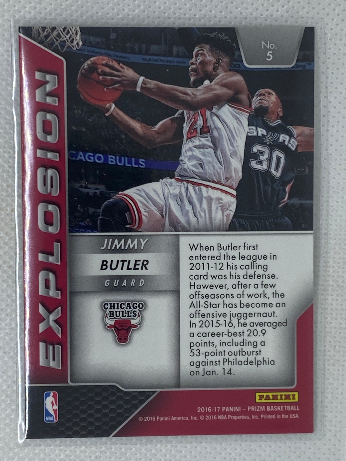 2016-17 Panini Prizm Explosion Jimmy Butler #5 Bulls Miami Heat