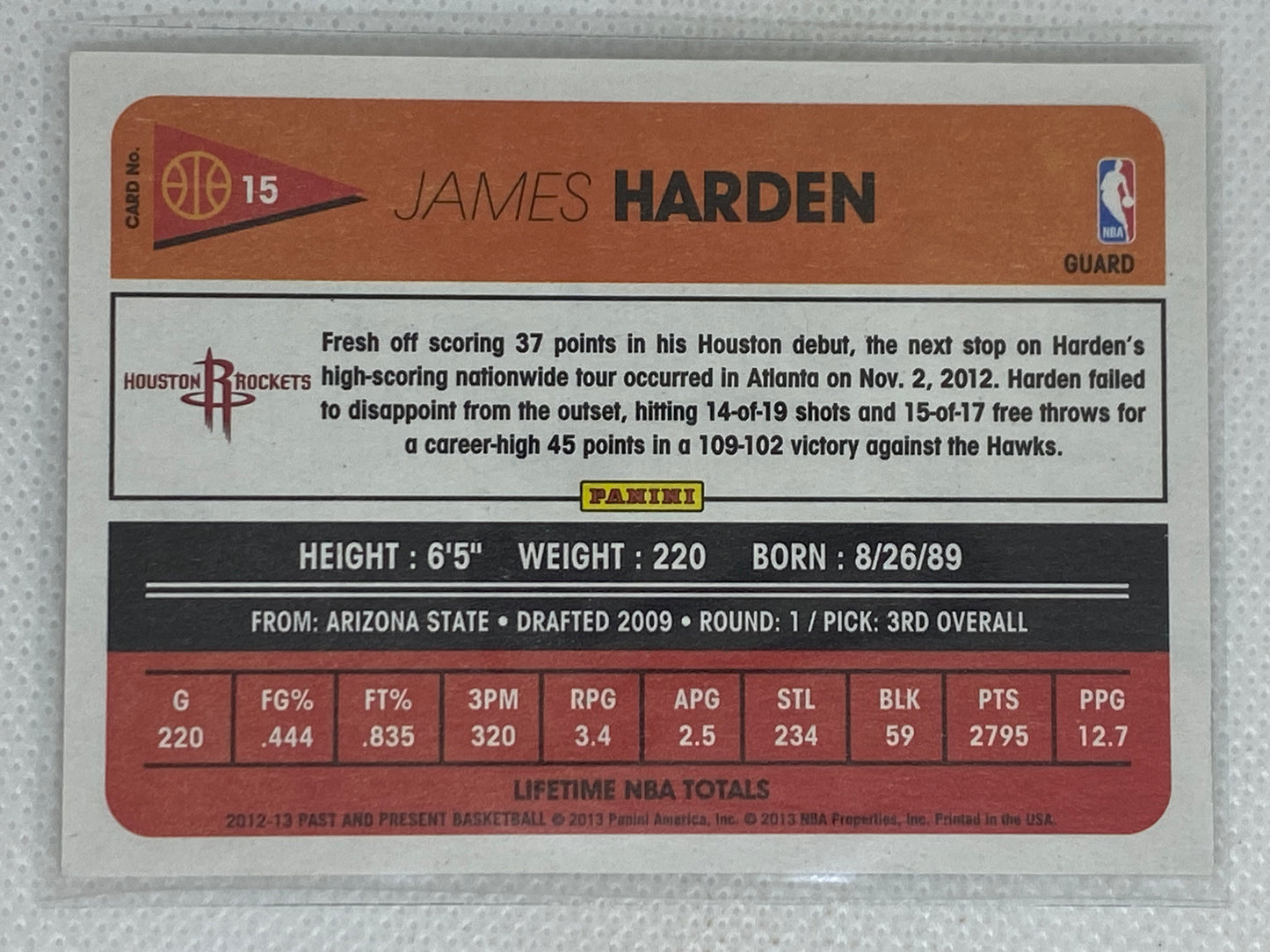 2012-13 Panini Past & Present James Harden SP Variation #15