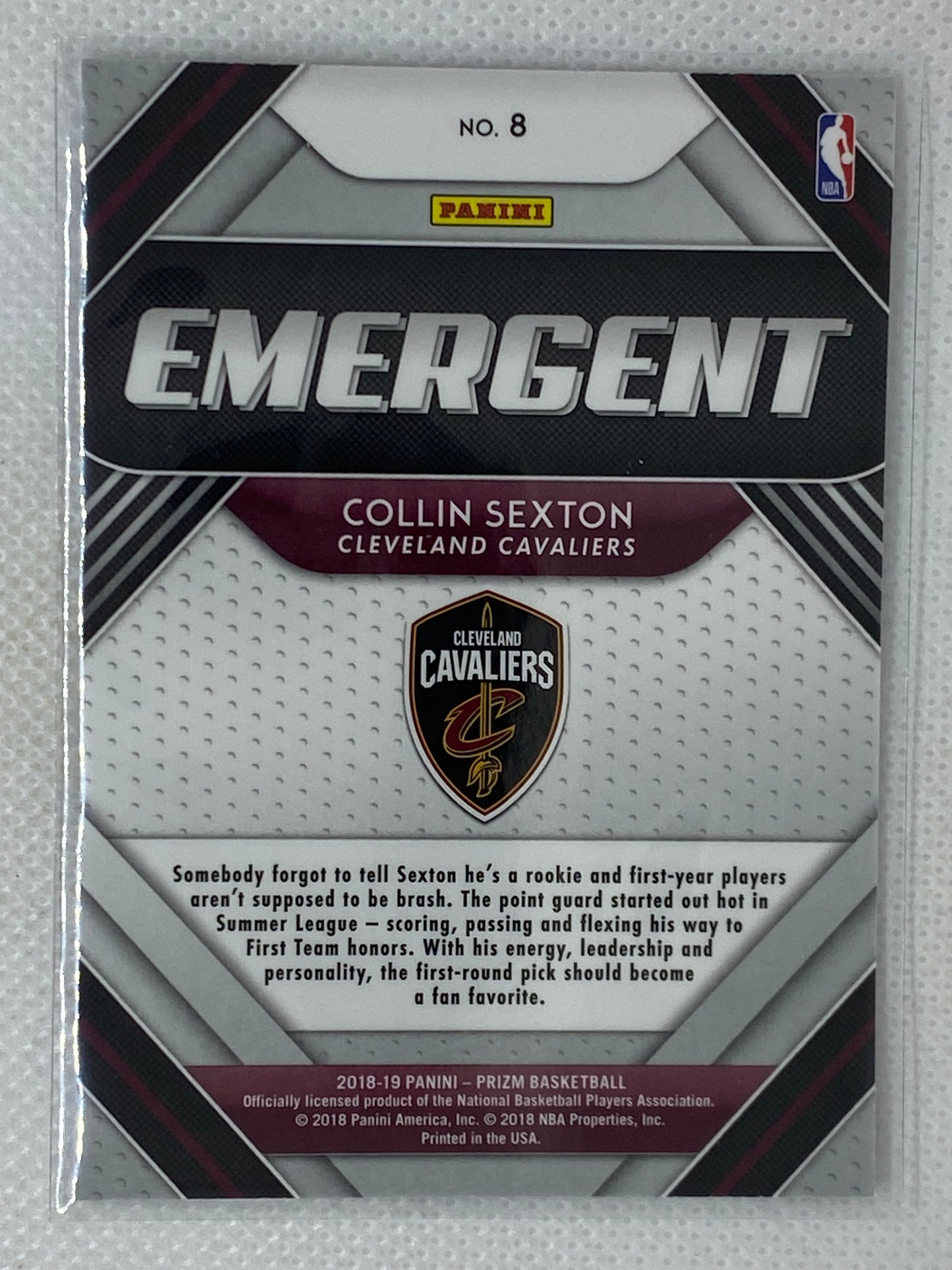 2018-19 Panini Prizm Collin Sexton Emergent Insert #8 Cleveland Cavaliers Rookie