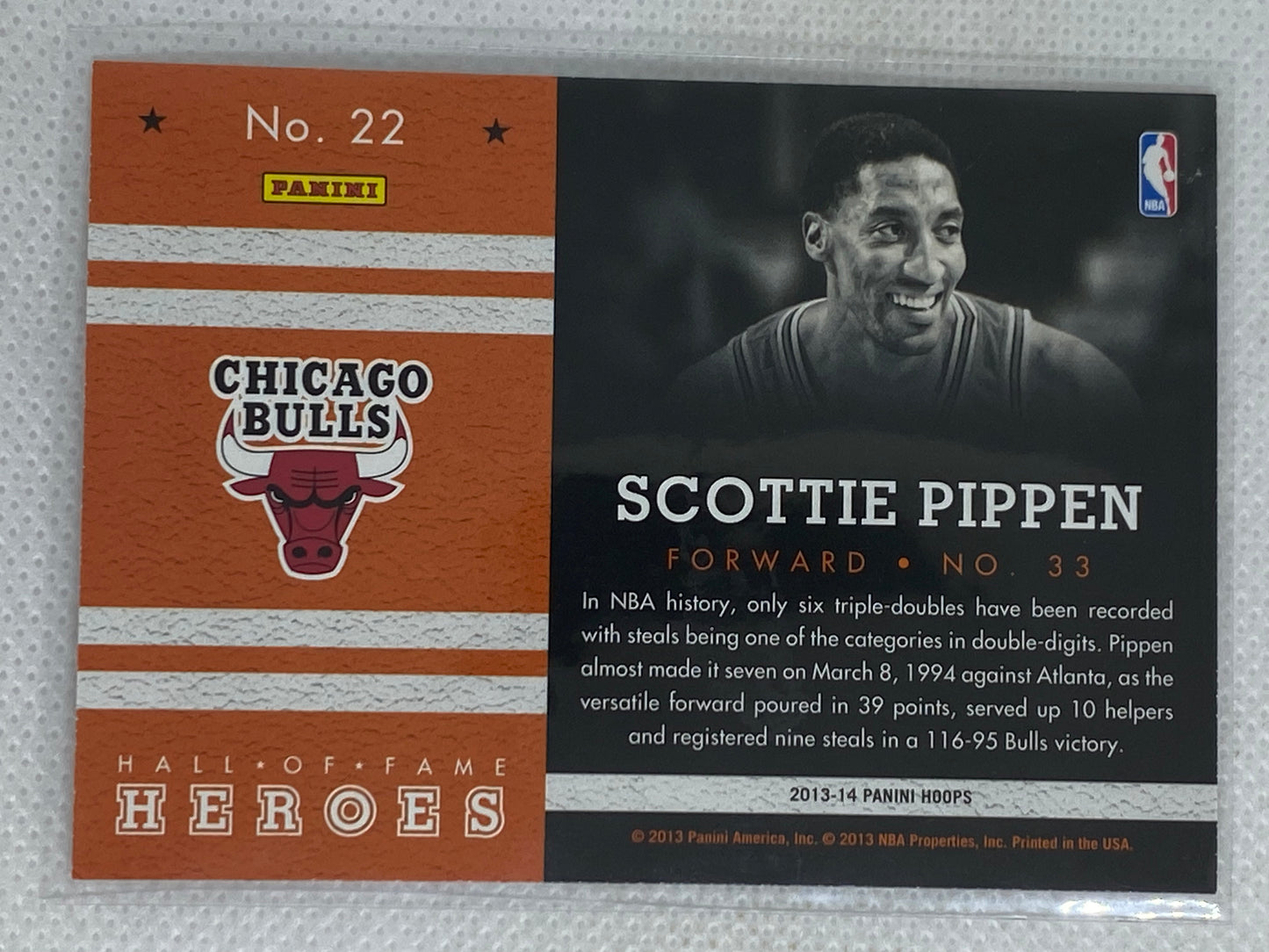 2013-14 Panini Hoops Hall of Fame Heroes #22 Scottie Pippen - Chicago Bulls