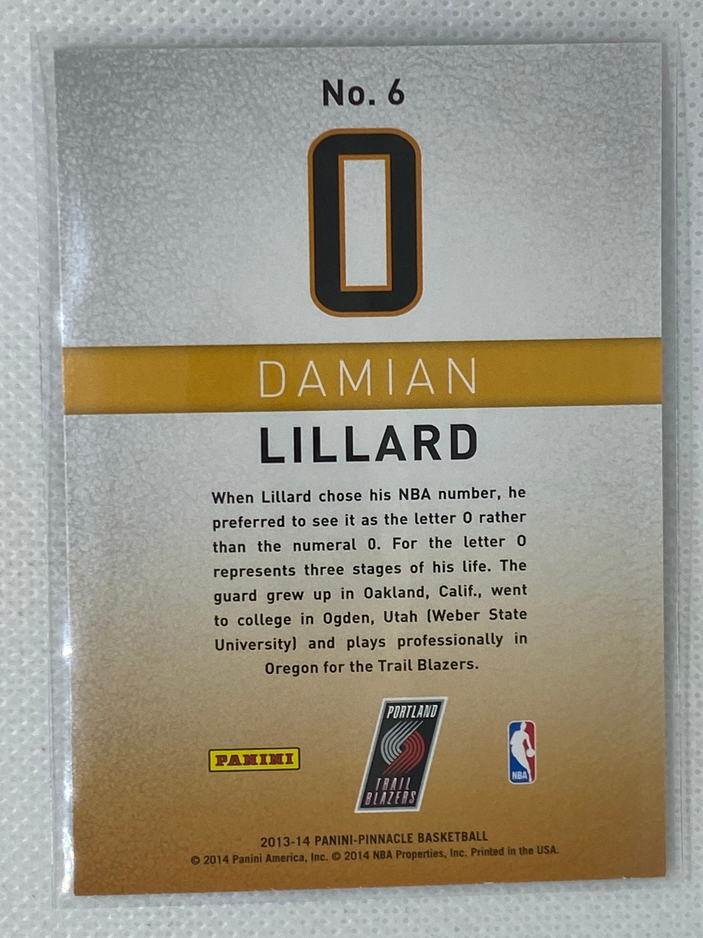 2013-14 Pinnacle Damian Lillard #6 Behind The Numbers Portland Trail Blazers