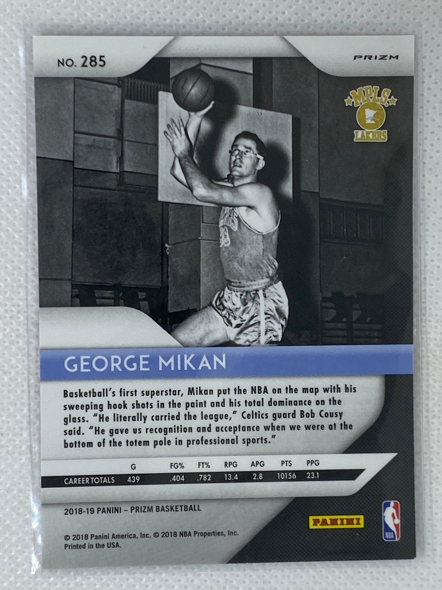 2018-19 Panini Prizm Prizms Pink Ice #285 George Mikan