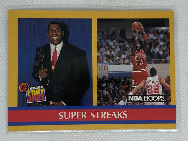 Michael Jordan / Magic Johnson 1990 NBA Hoops #385 Behind The