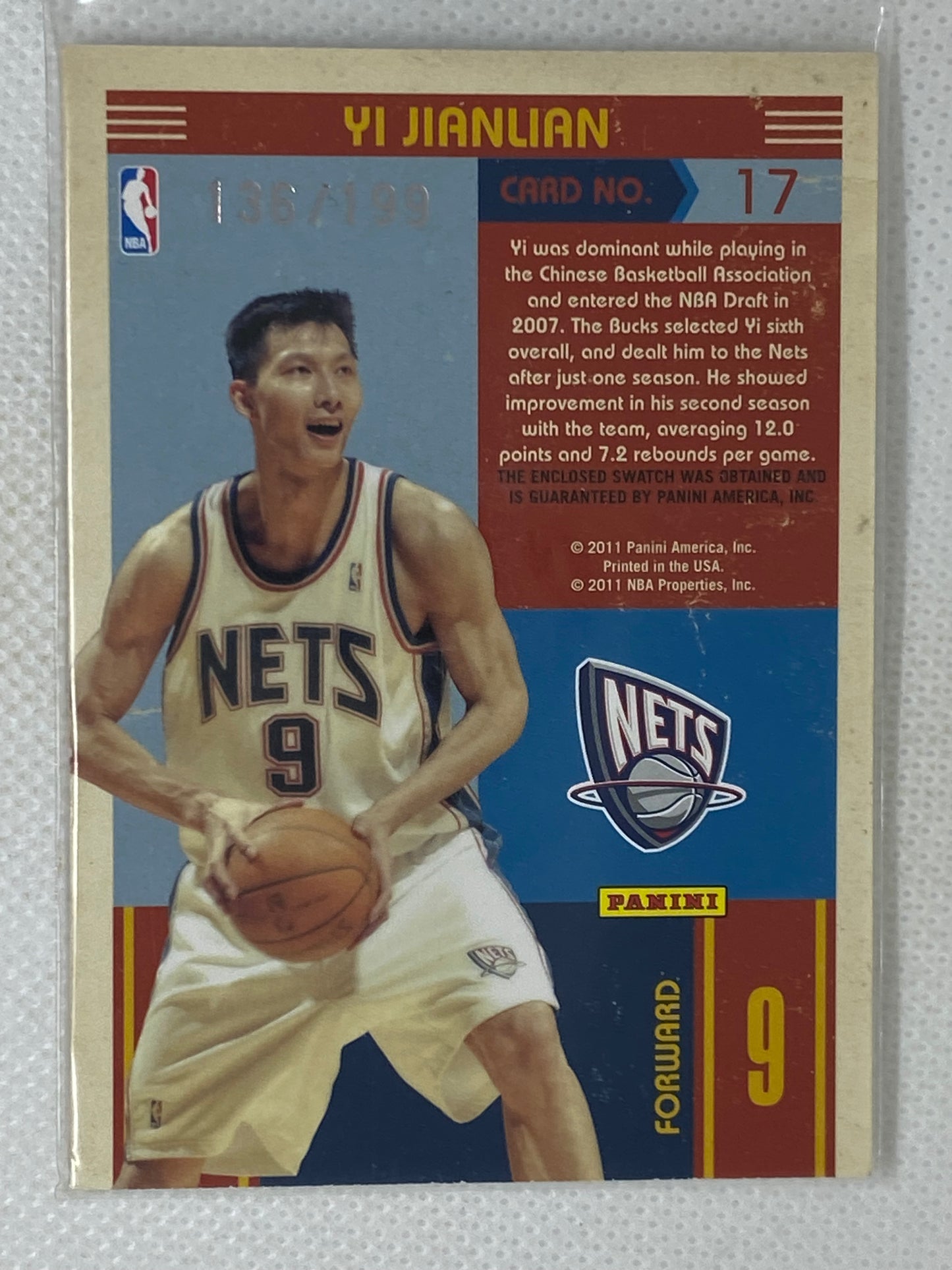 2010-11 Panini Classics Blast From The Past Jersey Relic Yi Jianlian /199