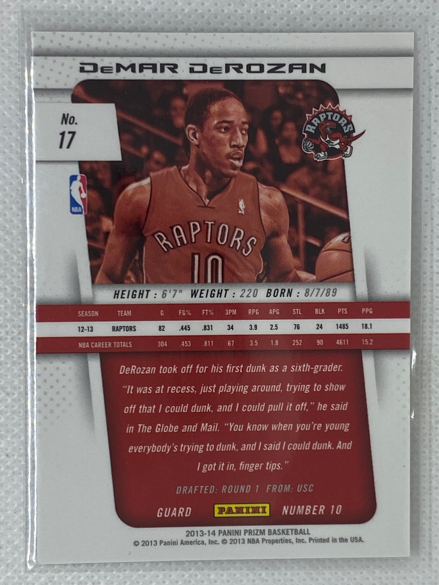 2013-14 Panini Prizm Commons #17 DeMar DeRozan Toronto Raptors