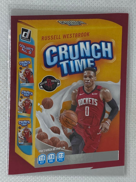 2020-21 Panini Donruss Russell Westbrook Crunch Time Insert #17 Houston Rockets