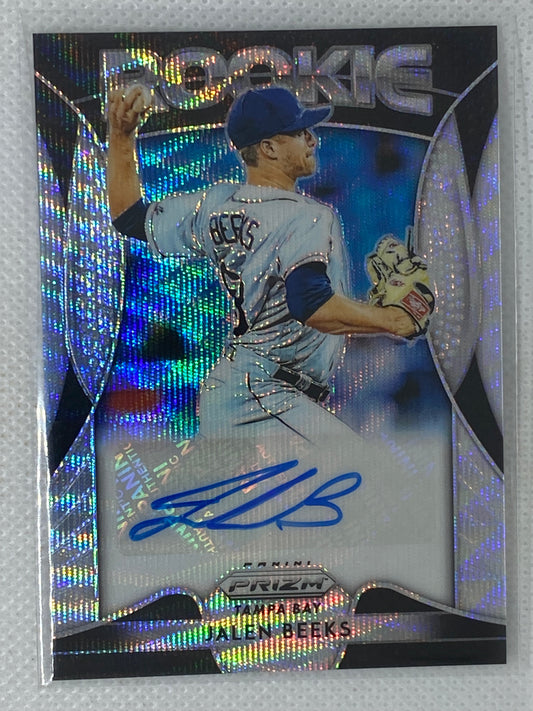 2019 Panini Prizm #RA-JB Jalen Beeks Rookie Auto Wave Prizm /60 Tampa Bay Rays