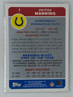 2004 Topps Bazooka Peyton Manning #1 Indianapolis Colts