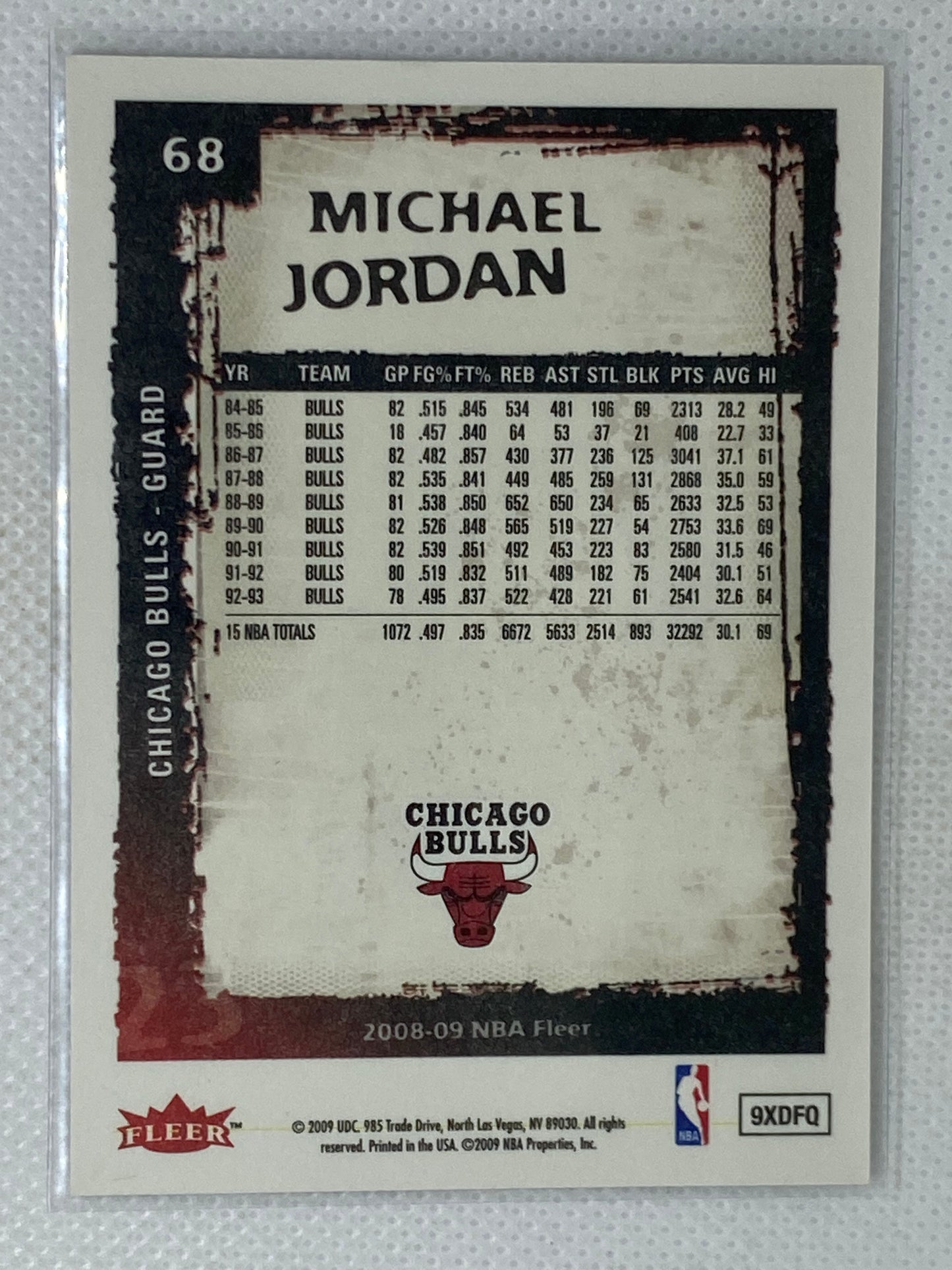 2008-09 Fleer Michael Jordan #68 Basketball Card