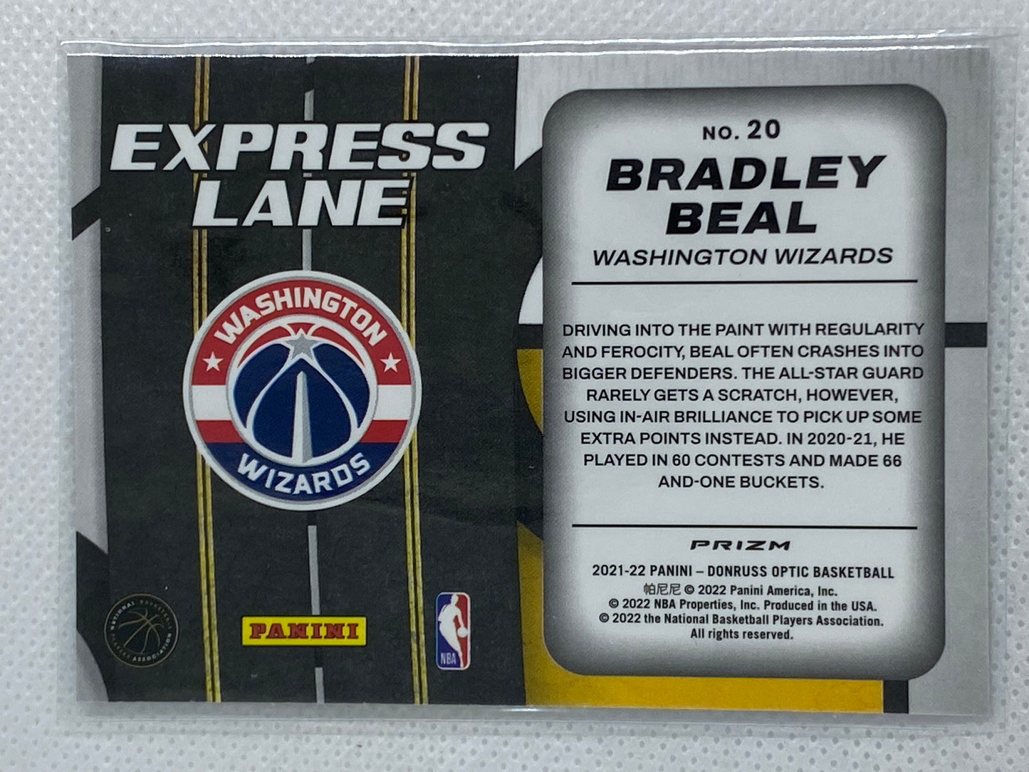 2021-22 Panini Donruss Optic #20 Bradley Beal Silver Prizm Express Lane Wizards