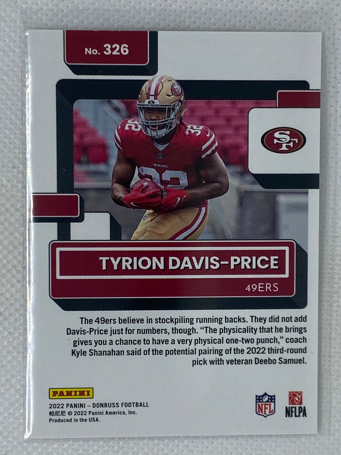 2022 Donruss Rated Rookie #326 Tyrion Davis-Price RC San Francisco 49ers